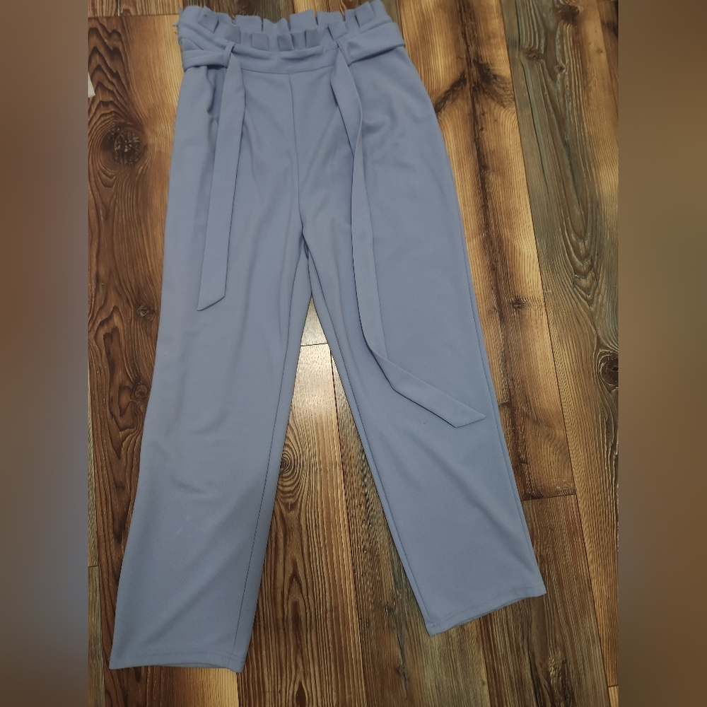 Women's Light Blue High-Waisted Pants Shein Size Large